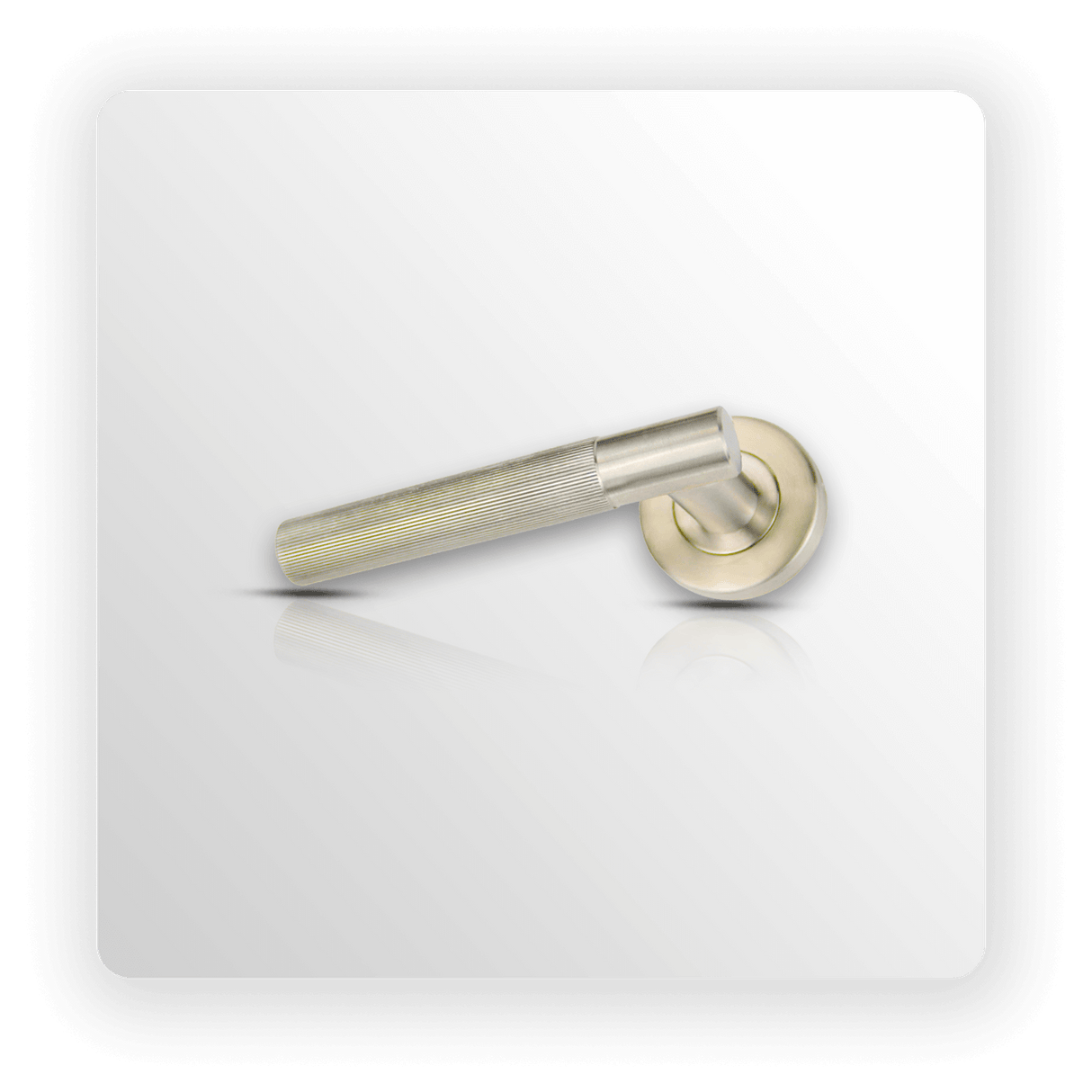 Straight Knurled Silver Door Handle on Rose