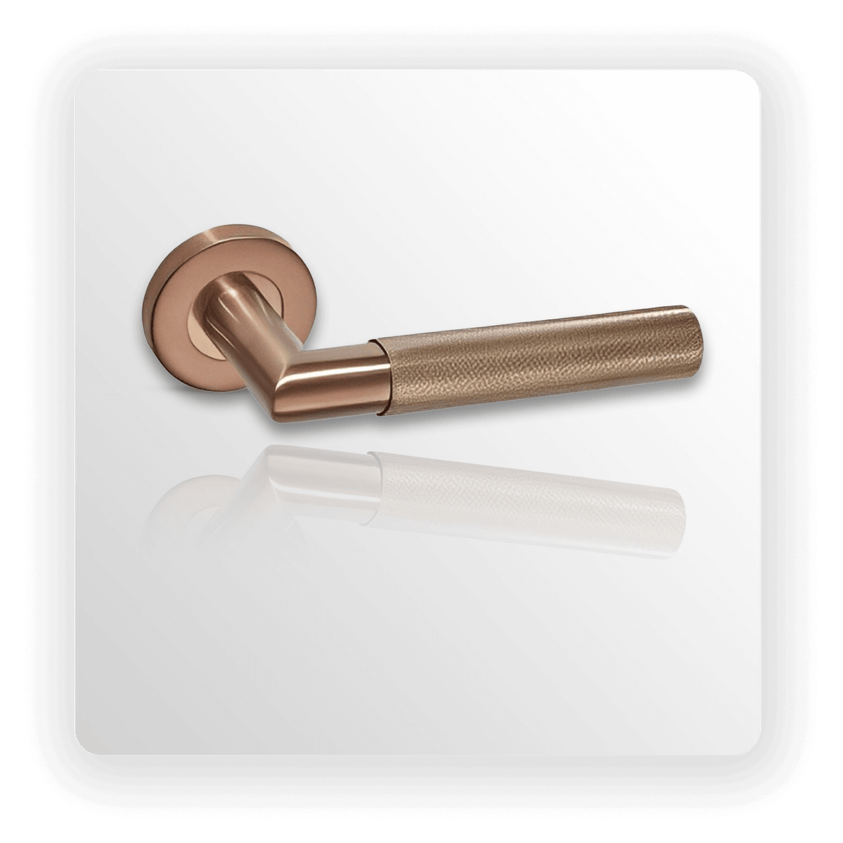 Knurled Copper Door Handles on Rose