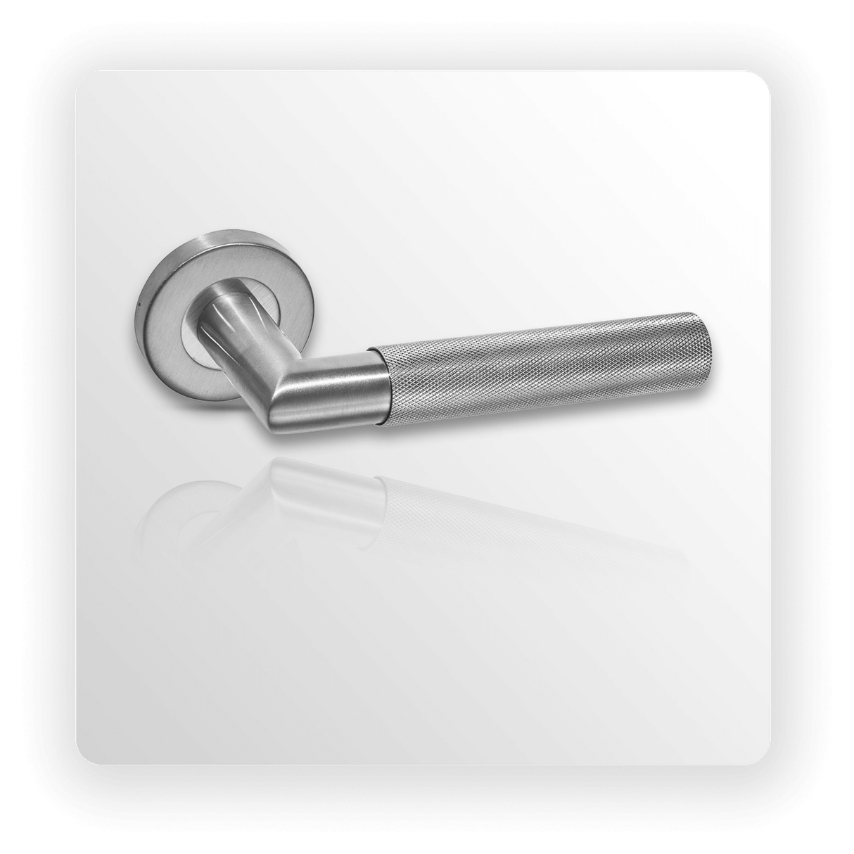 Knurled Stainless Steel Door Handles on Rose