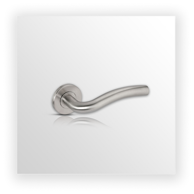 Satin Stainless Steel Door Handles on Slimline Rose
