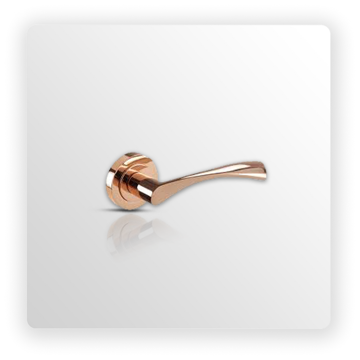 Rose Gold Door Handle with Wing Shaped Lever on Rose