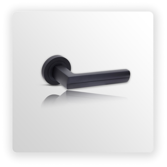 Matte Black Door Handles on Rose