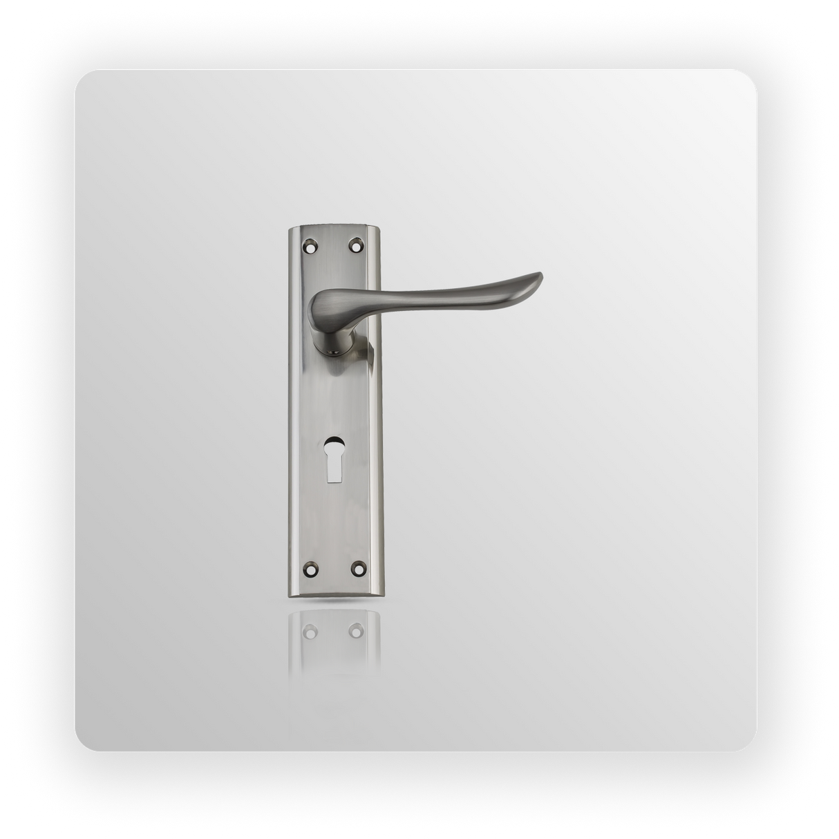 LEVER KEY LOCK ON BACK PLATE in Satin Nickel/ Polish Nickel finish