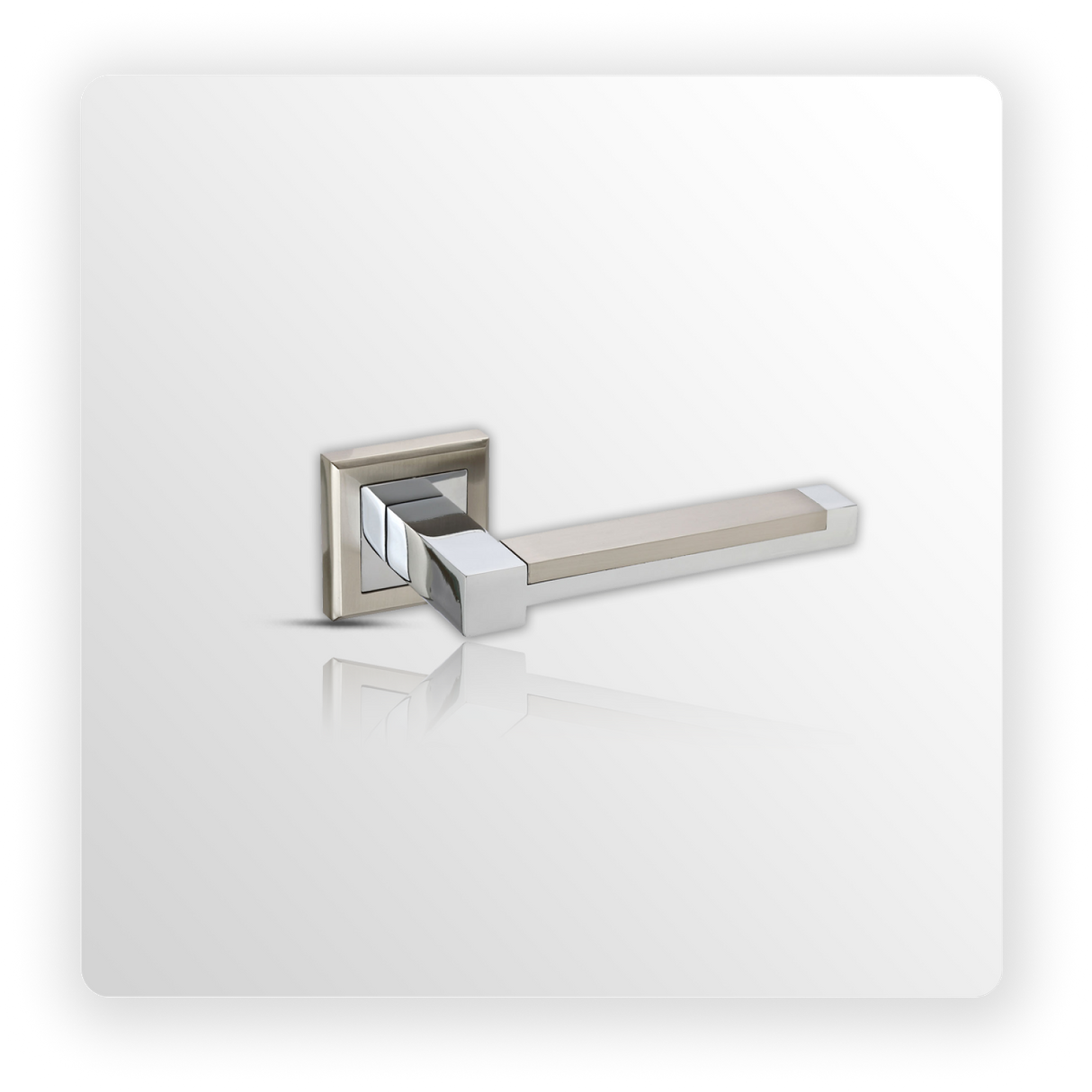 Square Rose Chrome Door Handles with Duo Finish