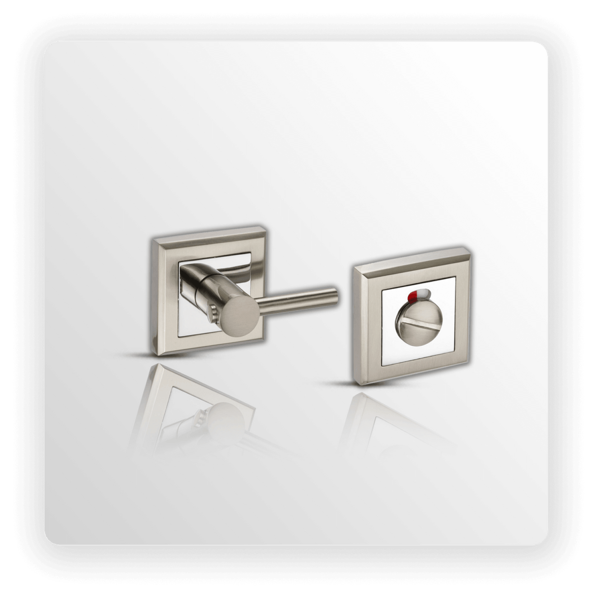 Square Disabled Toilet Lock Turn & Release with Indicator in Duo Chrome