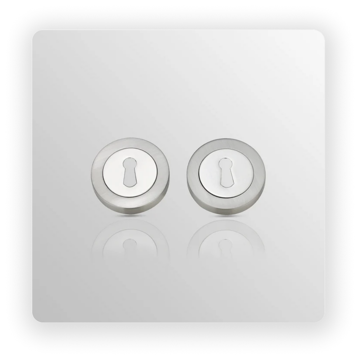 ROUND KEY ESCUCTHEON in Satin Nickle/ Polish Nickle finish
