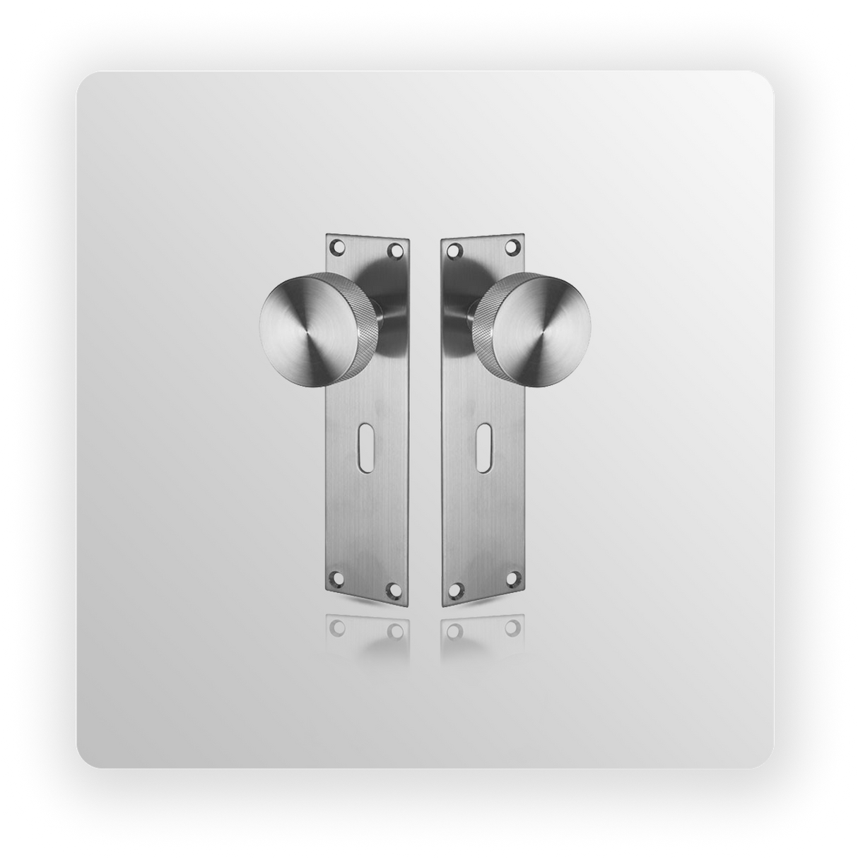 Satin Stainless Steel Knurled Knob on Lock Backplate