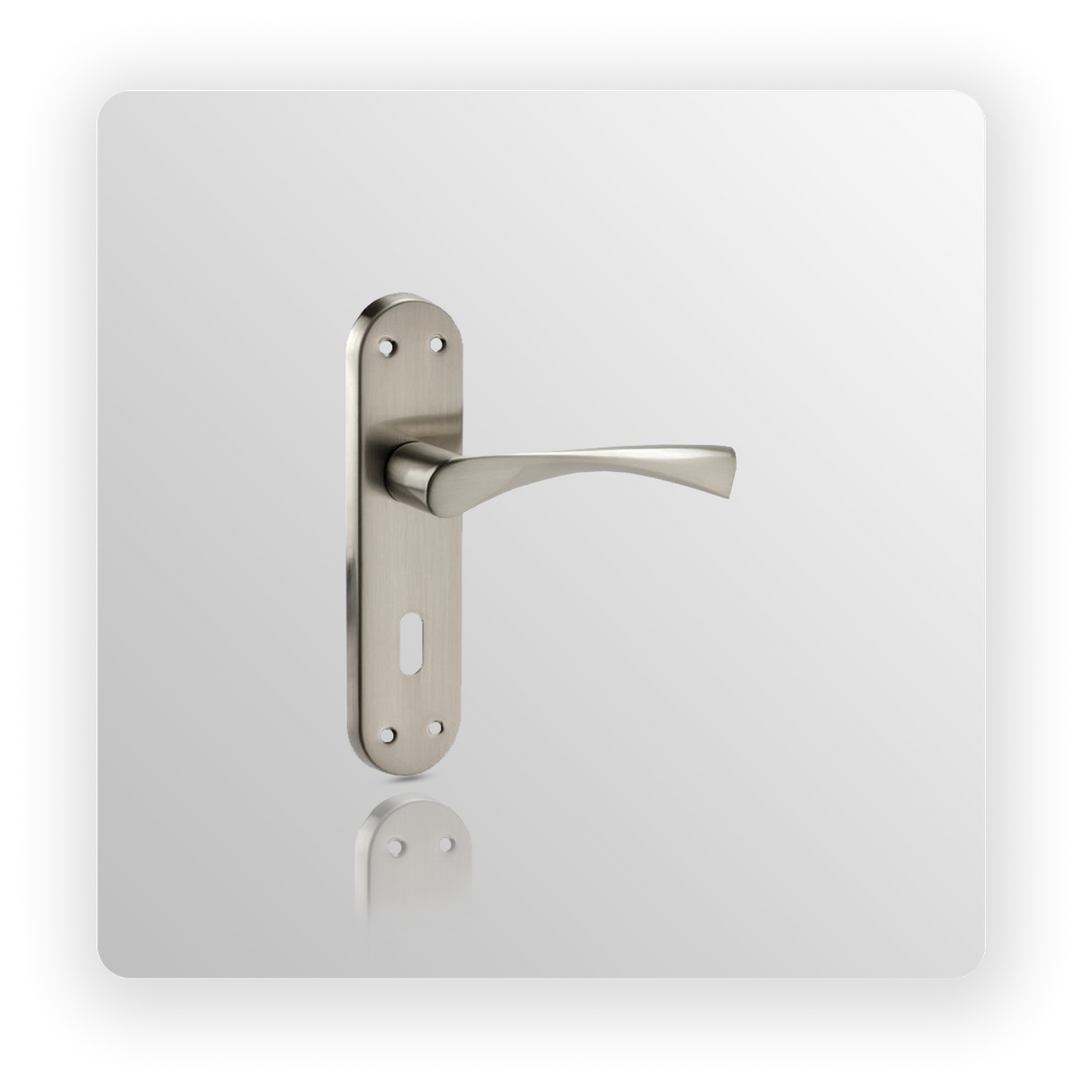 Satin Chrome Door Handles on Lock Backplate with Radius Design