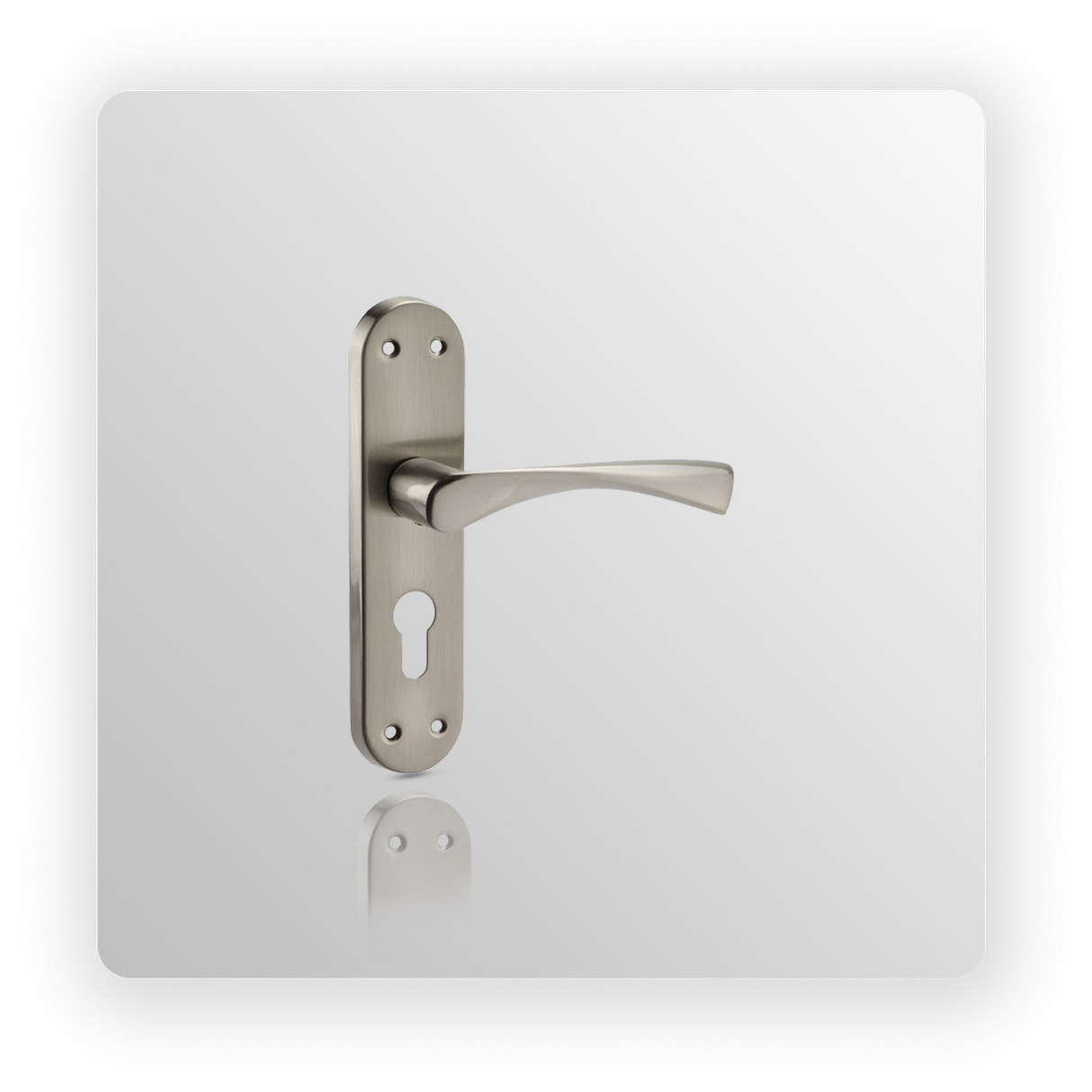 Euro Lock Door Handles on Backplate with Satin Chrome Finish