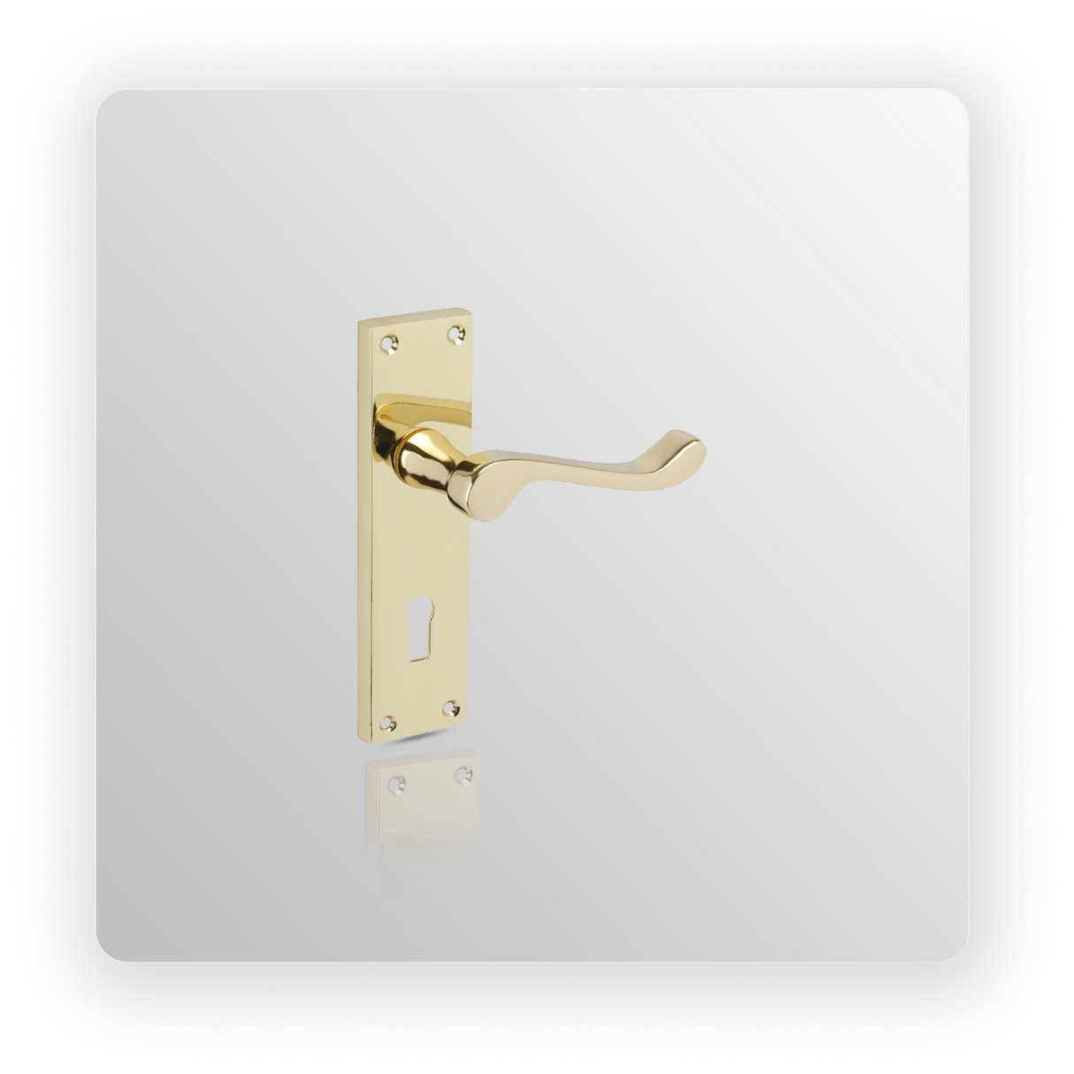 Brass Door Handles with Scroll Lever on Lock Backplate