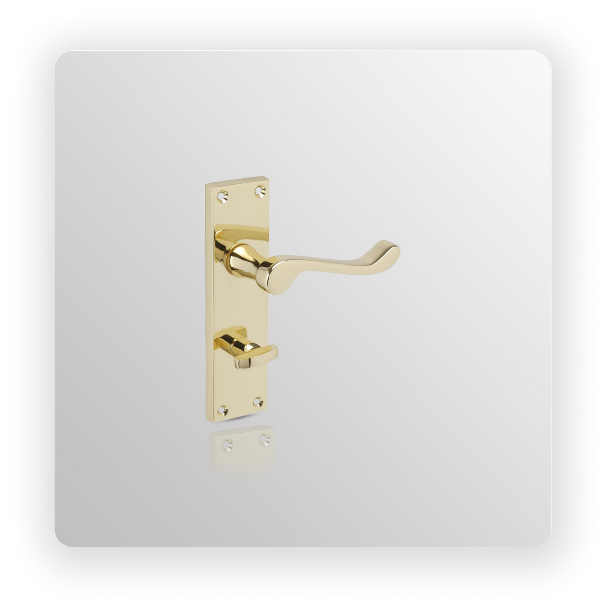 Scroll Lever Brass Bathroom Door Handles on Backplate