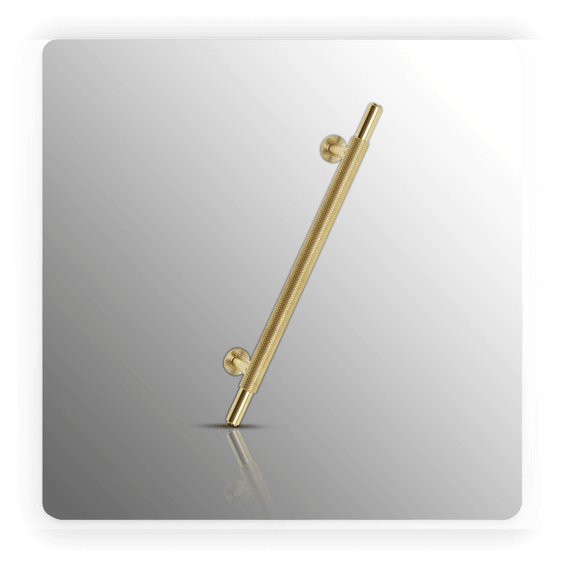 Knurled Cabinet Handles in Satin Brass 128mm