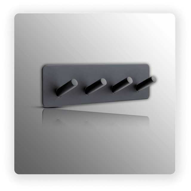 Self Adhesive Black Coat Hooks with Four Pegs