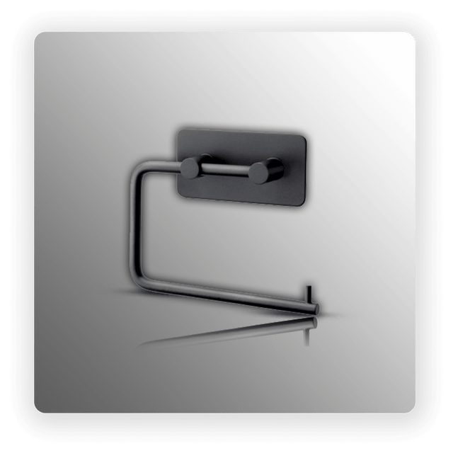 Stick on Toilet Roll Holder in Matte Black