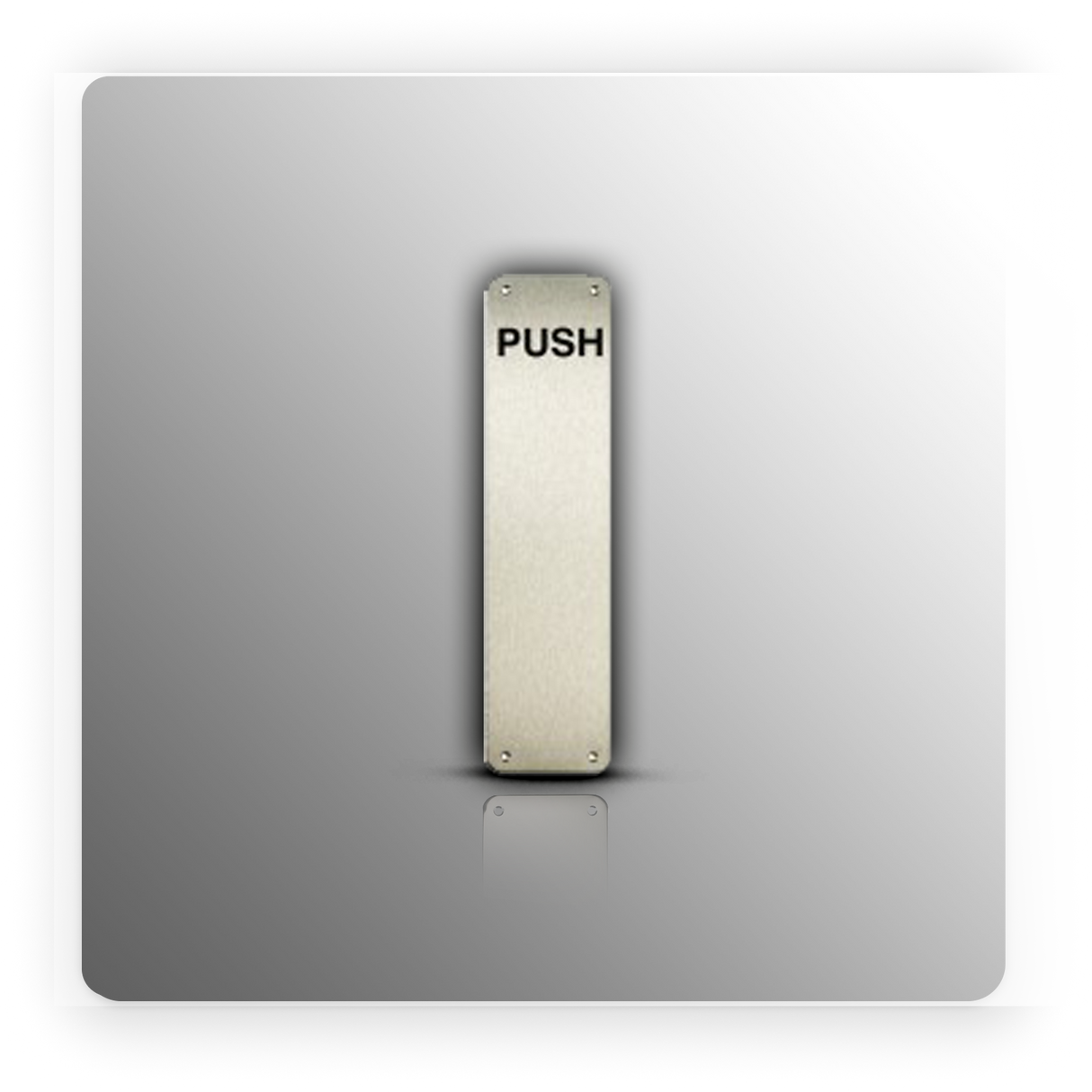 Push Door Finger Plate 300 x 75mm Radius Corners Satin Stainless Steel