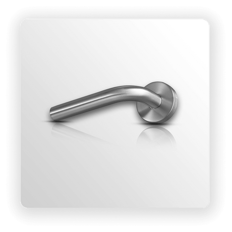Brushed Steel Straight Lever Door Handles on Rose