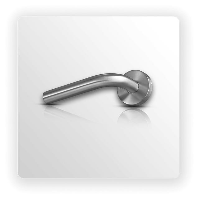 Brushed Steel Straight Lever Door Handles on Rose
