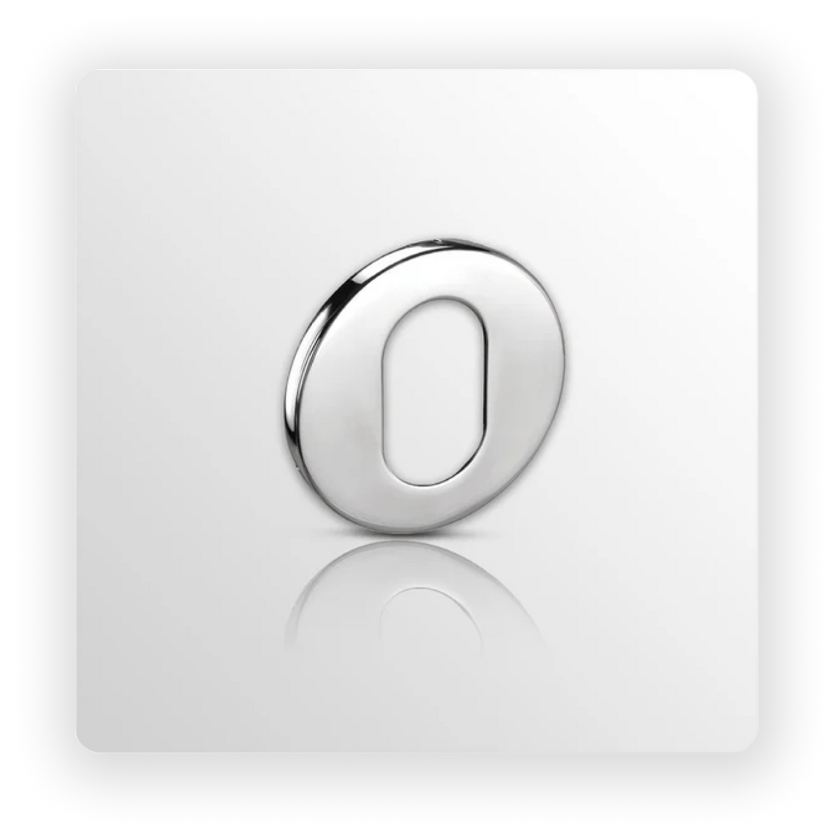 Oval Keyhole Escutcheon Pair 6mm in Polished Stainless Steel