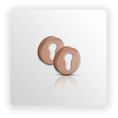 Copper Escutcheon Pair with Euro Profile Keyhole 10mm