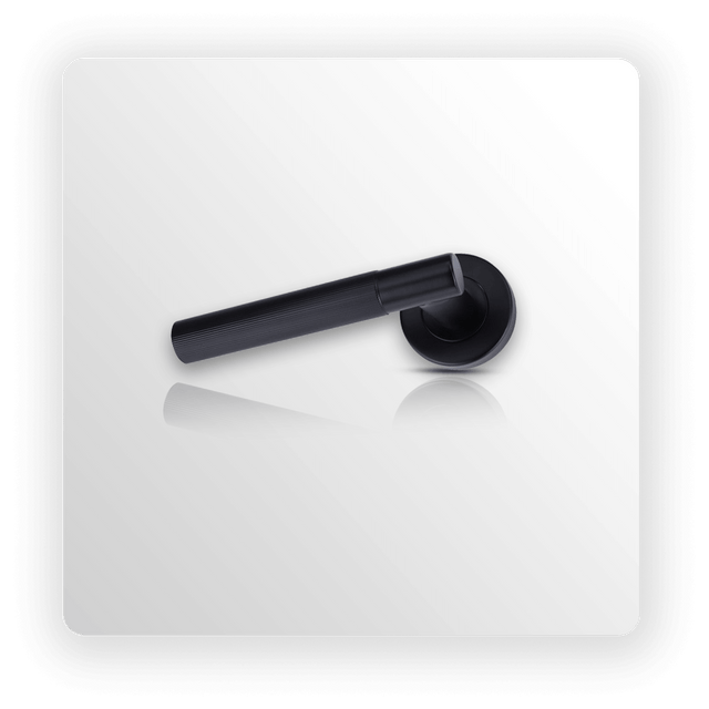 Straight Knurled Door Handles in Matte Black