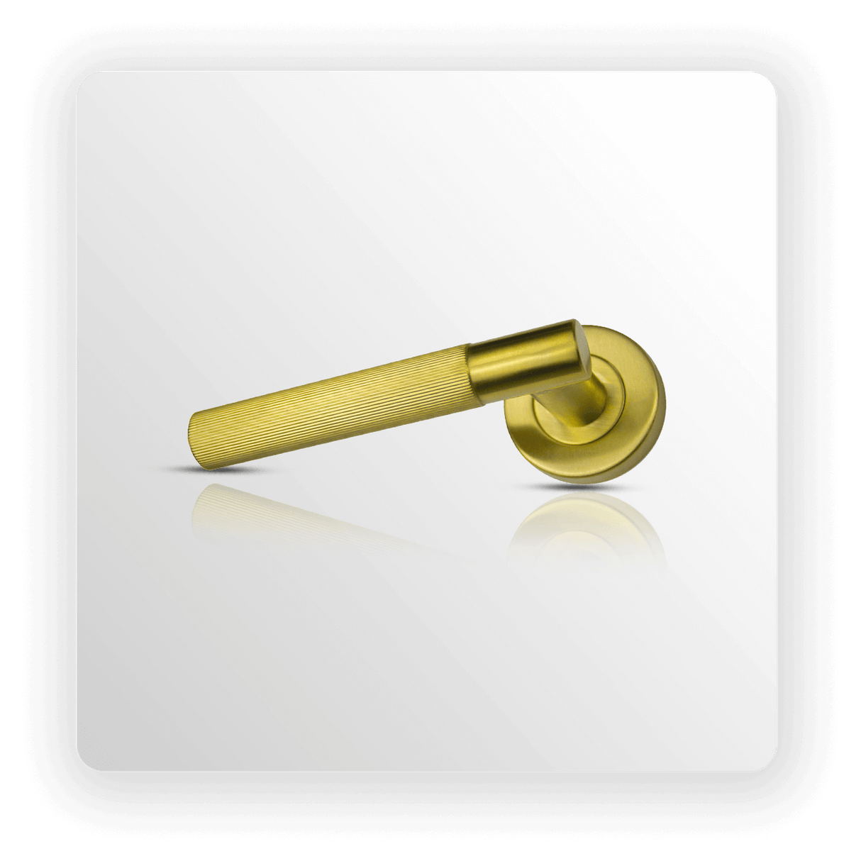 Straight Knurled Satin Brass Door Handle on Rose