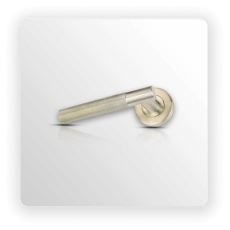 Straight Knurled Silver Door Handle on Rose