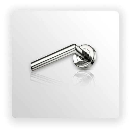 Designer Door Handles with Mitred Stainless Steel Lever