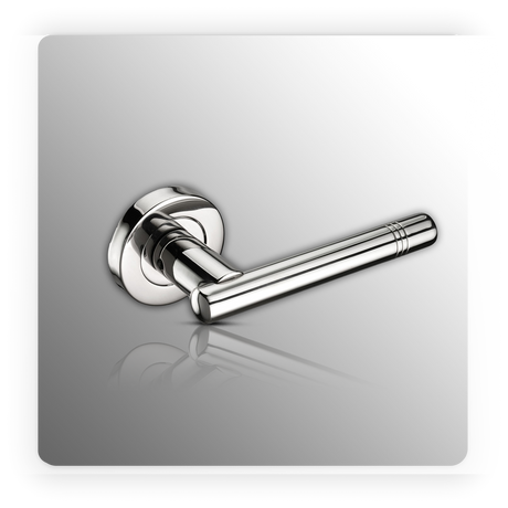 Designer Door Handles with 3 Ring Polished Stainless Steel Lever