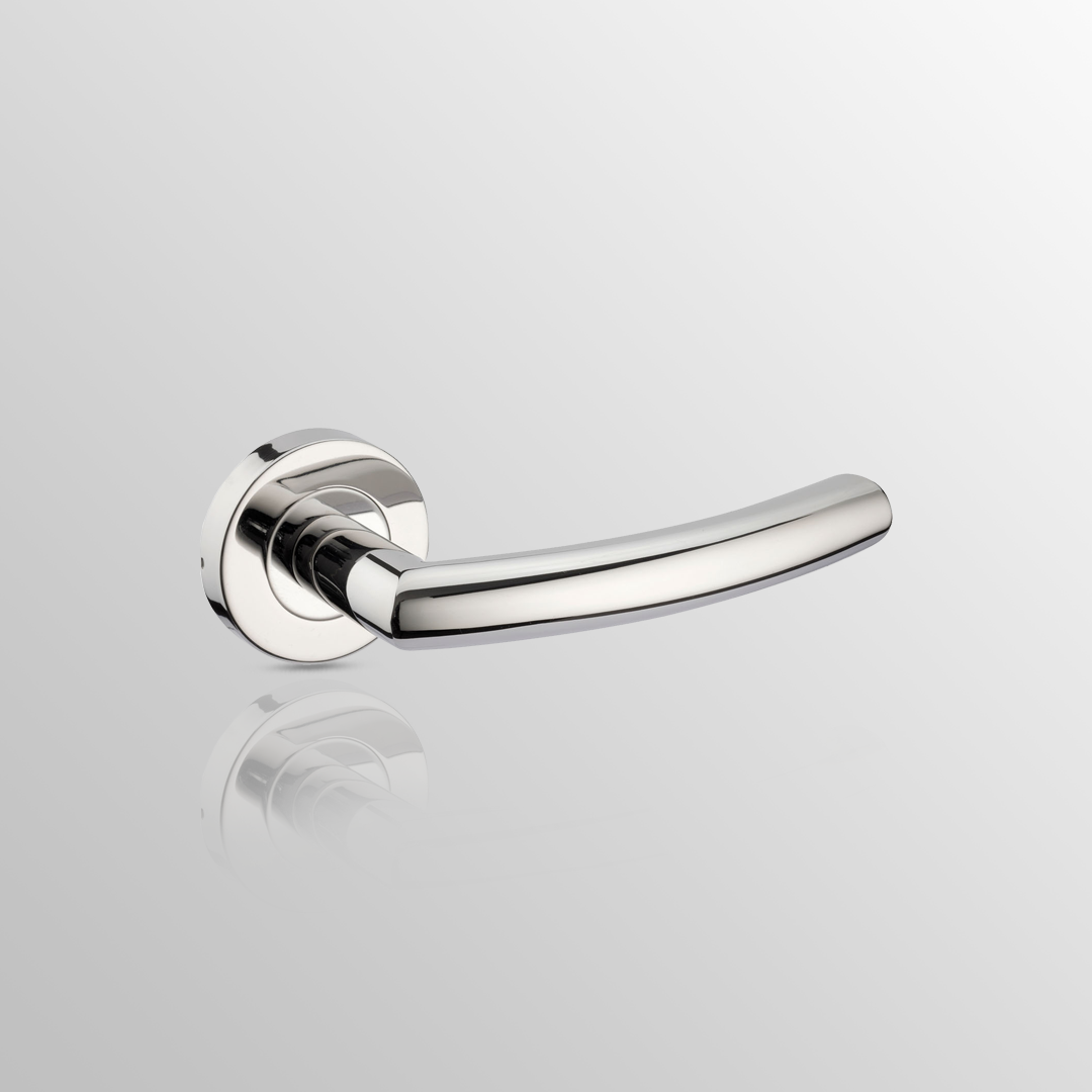 Polished Stainless Steel Door Handles on Rose