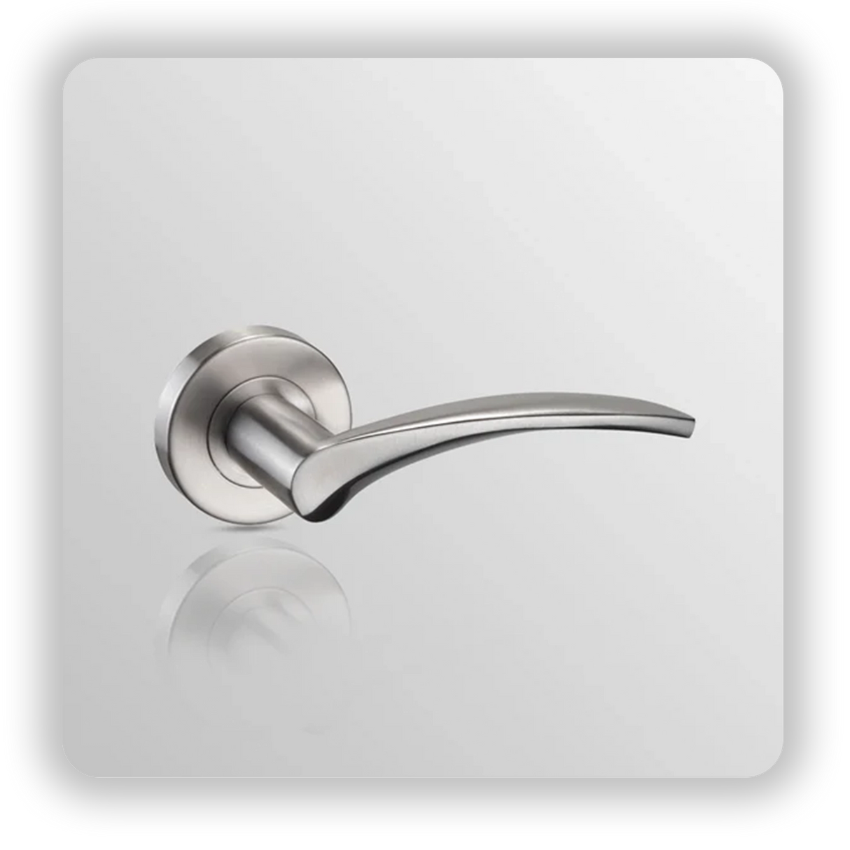 Solid Stainless Steel Door Handles with Winged Levers on Rose