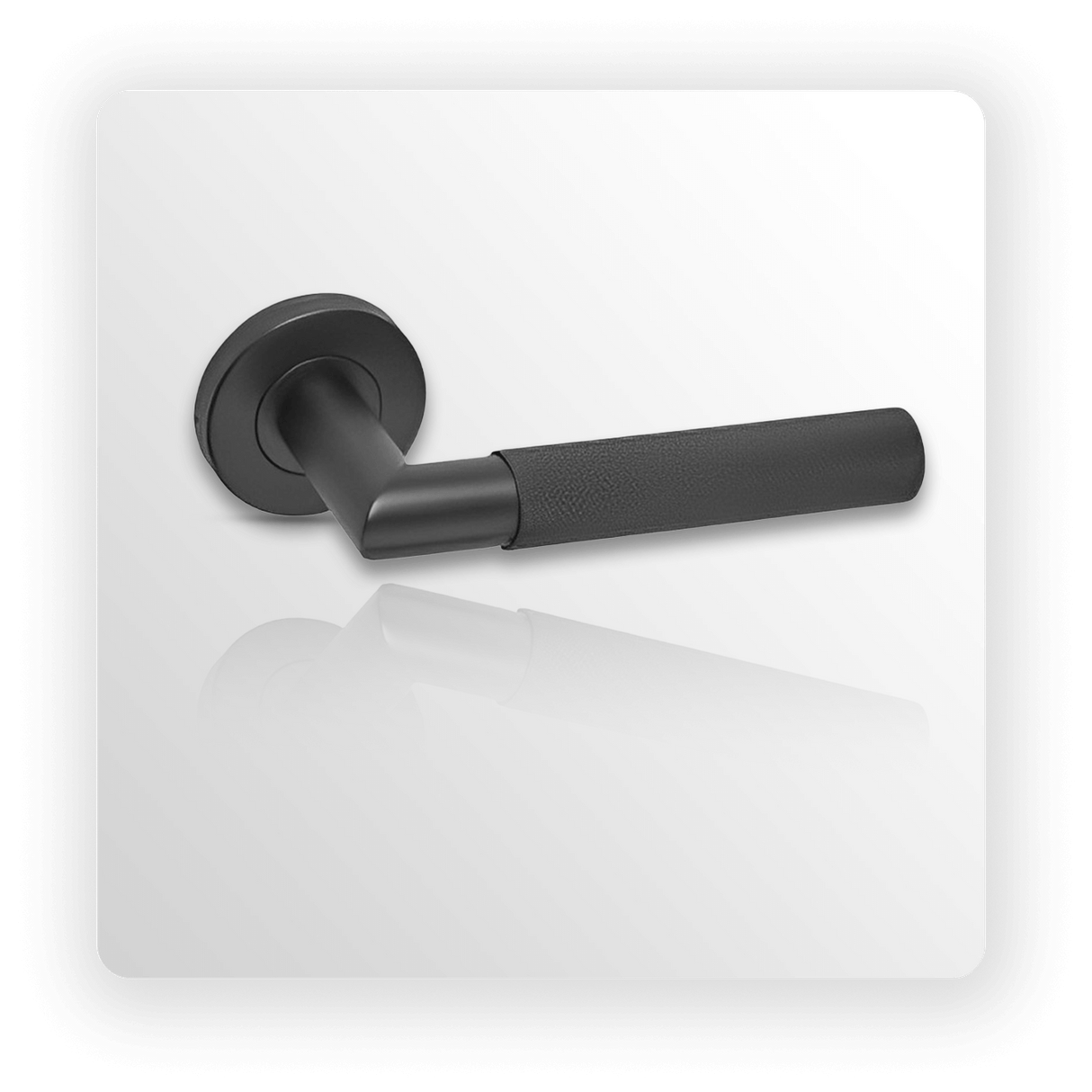 Knurled Matte Black Door Handles on Rose