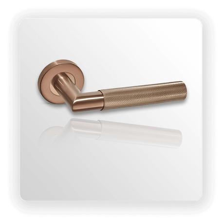 Knurled Copper Door Handles on Rose