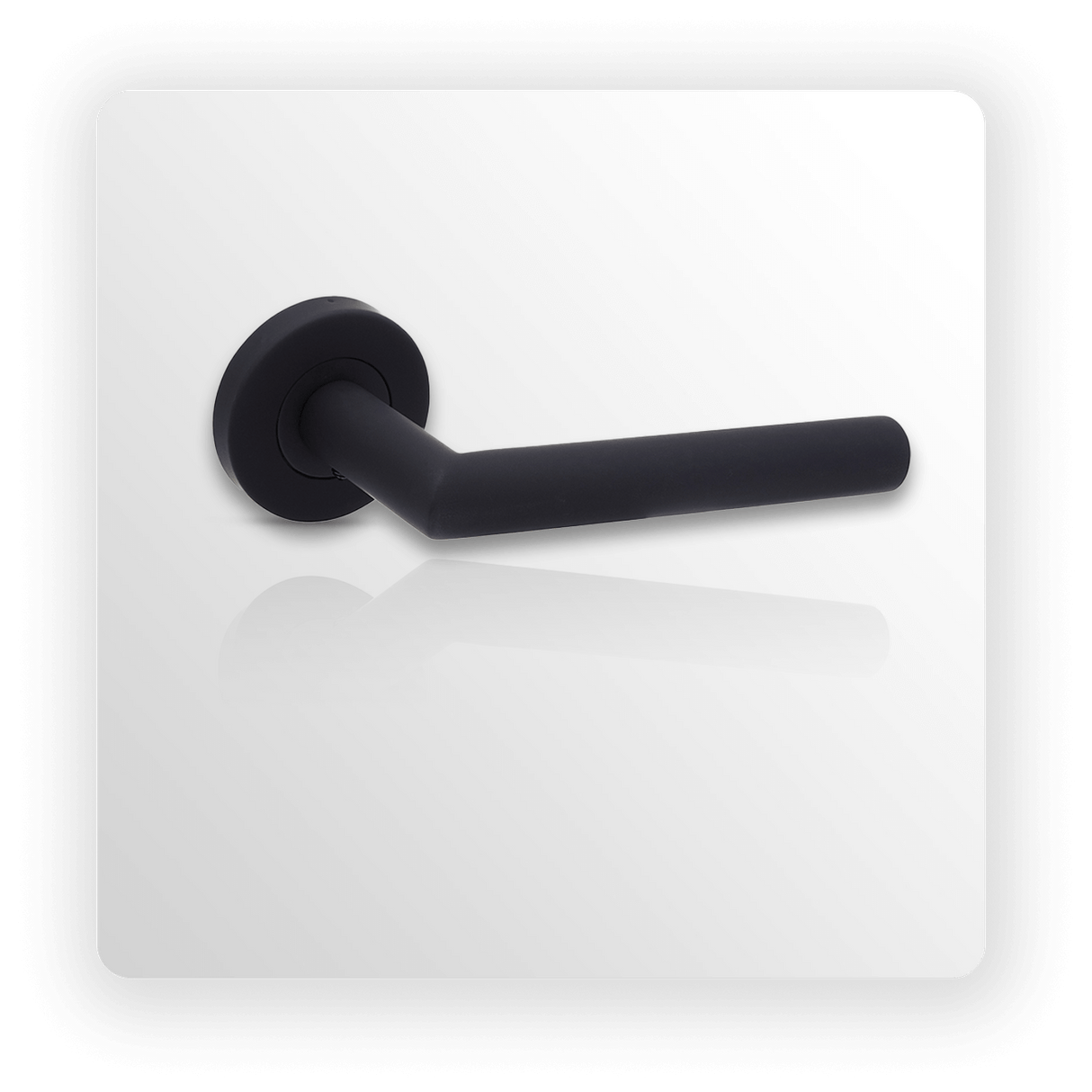 Internal Matte Black Door Handle with Mitred Lever on Sprung Rose