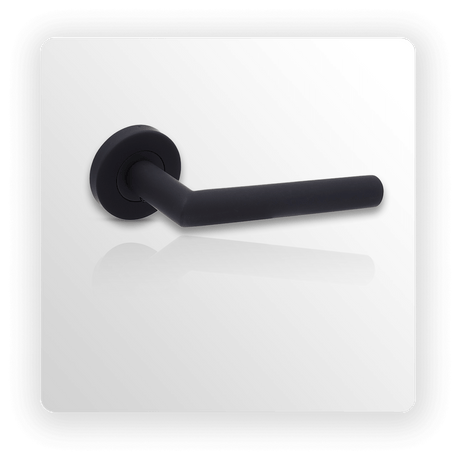 Internal Matte Black Door Handle with Mitred Lever on Sprung Rose