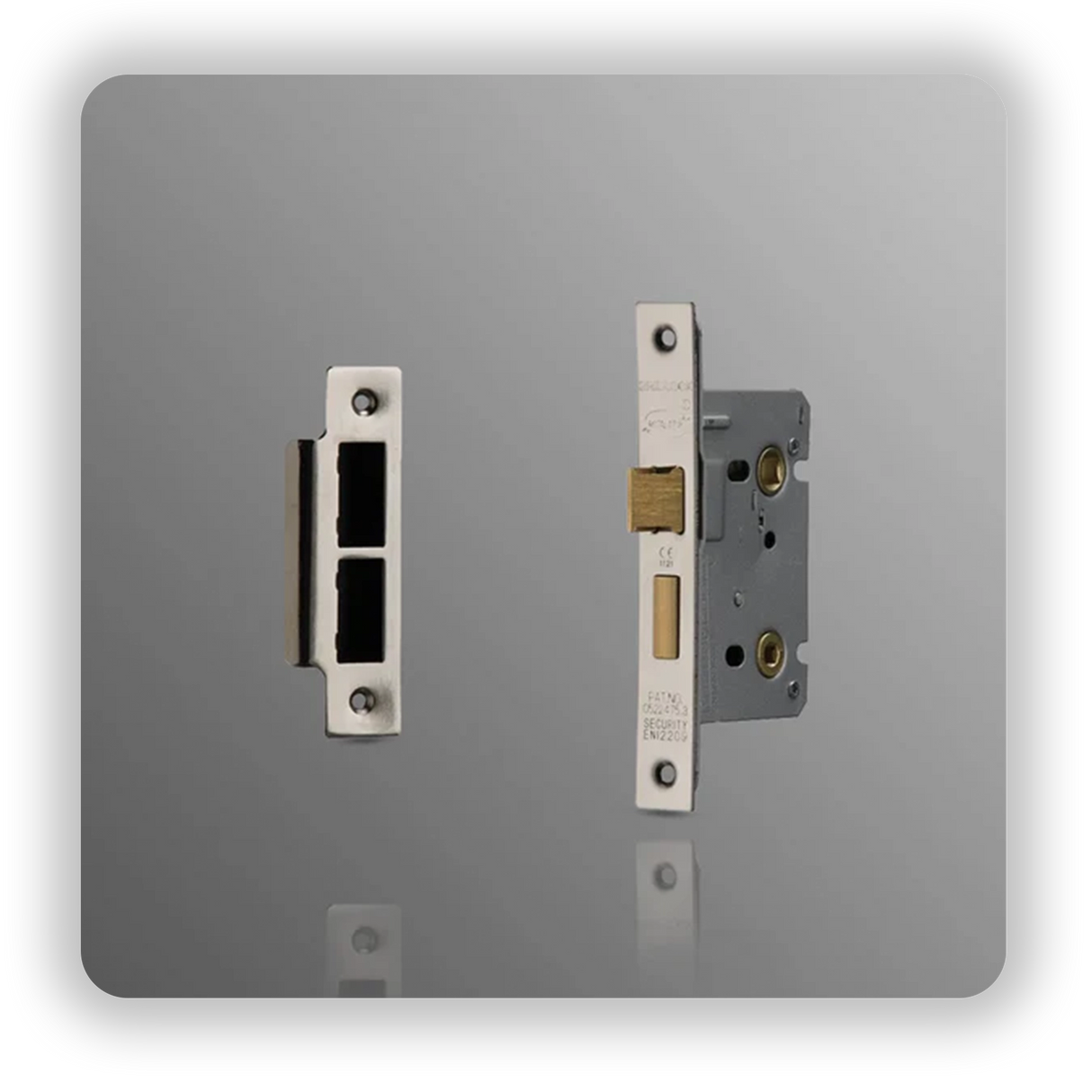 64 mm Bathroom Lock Bolt Through in Satin Nickel finish