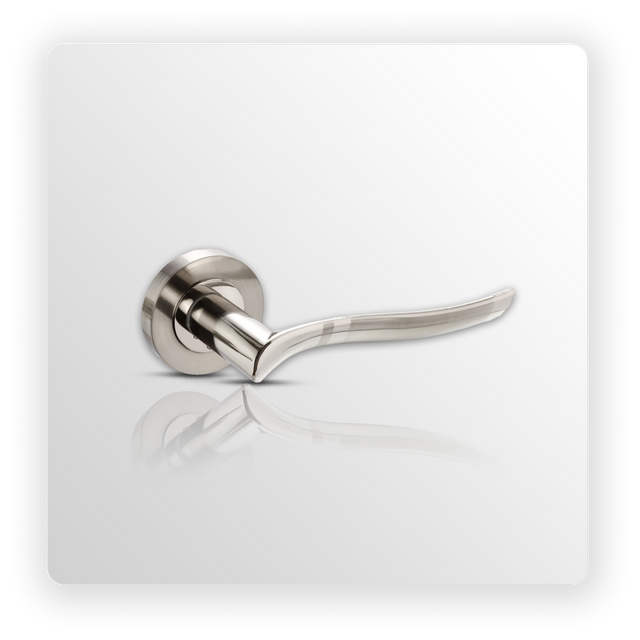 Wave Designer Chrome Door Handles on Rose with Duo Finish