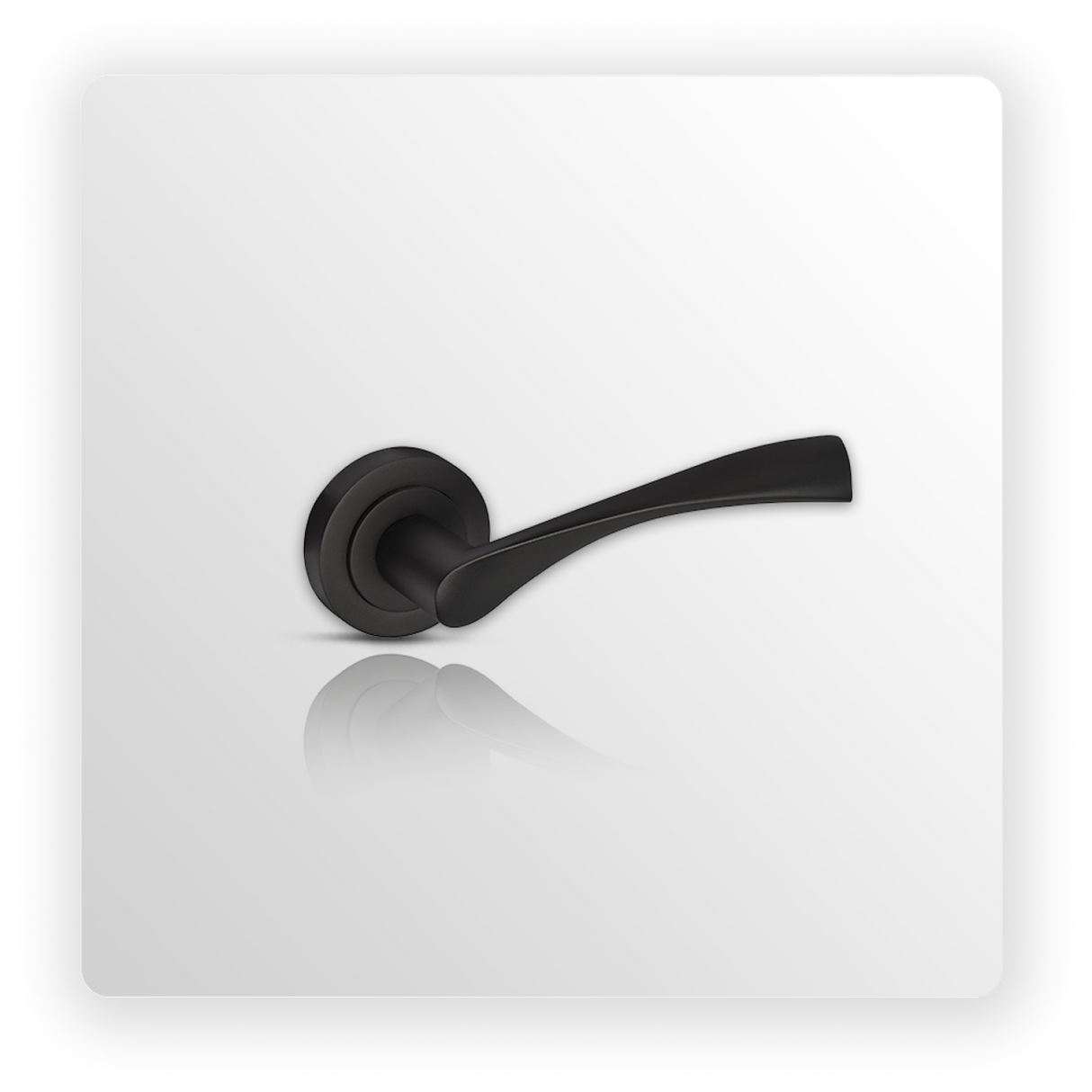 Matte Black Door Handles with Wing Shape Levers on Rose