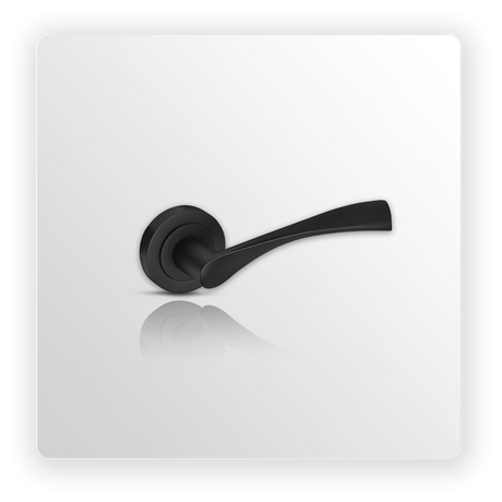 Matte Black Door Handles with Wing Shape Levers on Rose