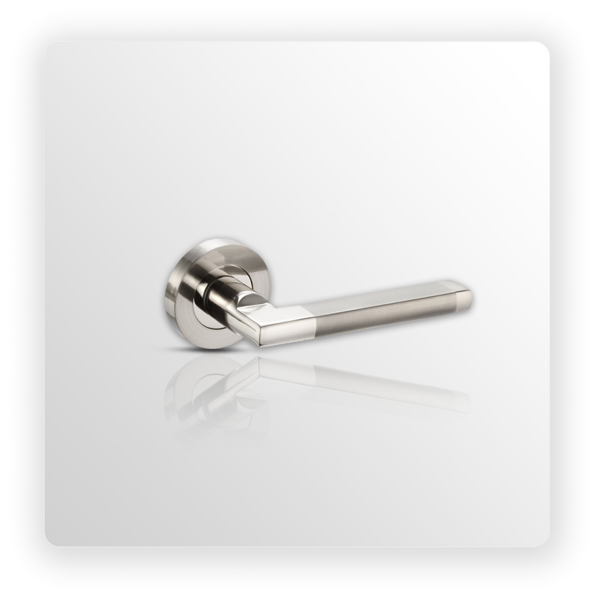 Square Lever Chrome Door Handles on Rose with Duo Finish