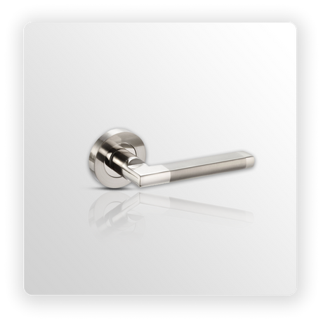 Square Lever Chrome Door Handles on Rose with Duo Finish