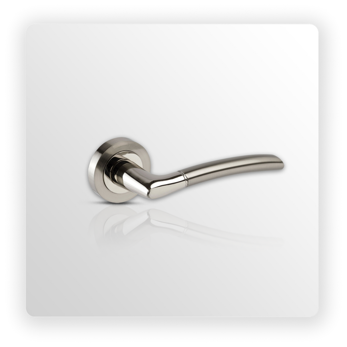 Curved Chrome Door Handles on Rose with Duo Finish