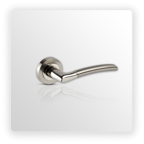 Curved Chrome Door Handles on Rose with Duo Finish