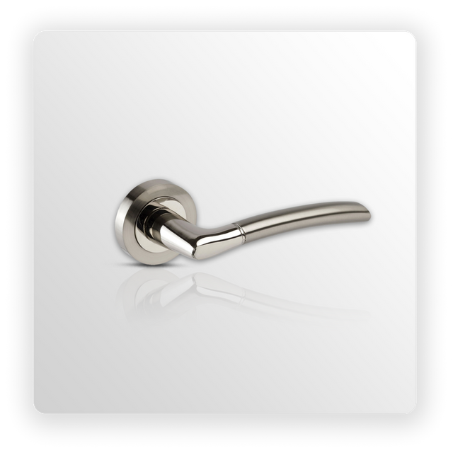 Curved Chrome Door Handles on Rose with Duo Finish