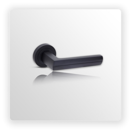 Matte Black Door Handles on Rose