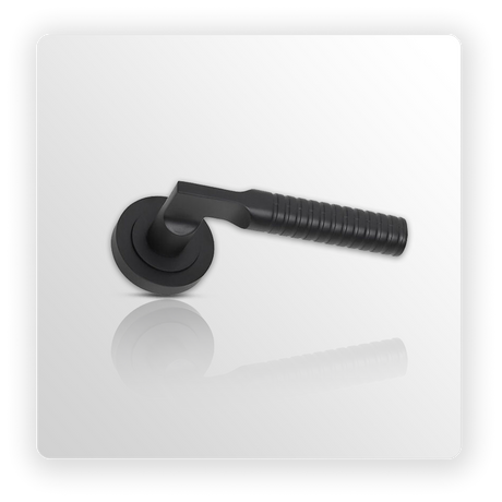 Unique Door Handles on Rose with Matte Black Finish