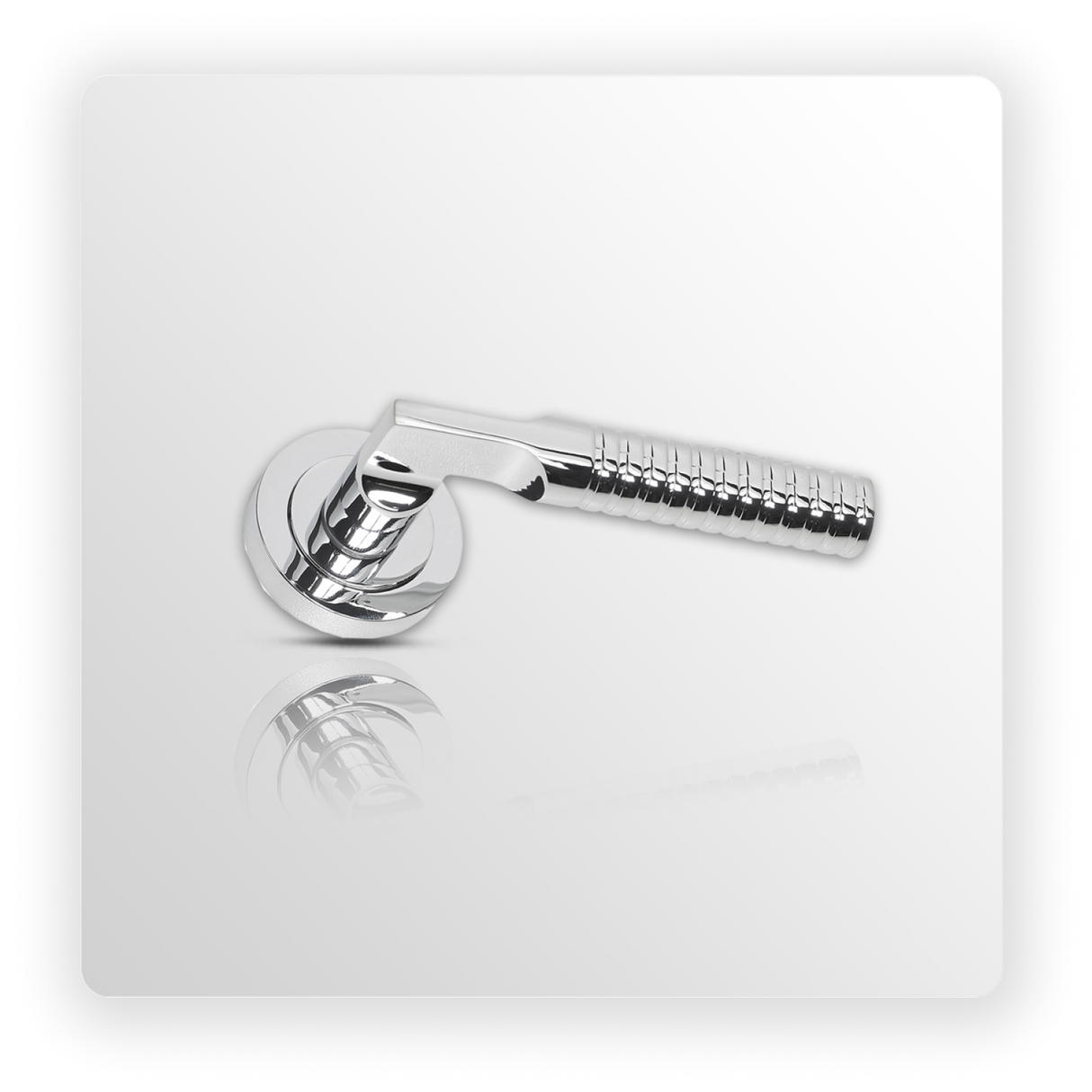 Unique Door Handles on Rose with Polished Chrome Finish