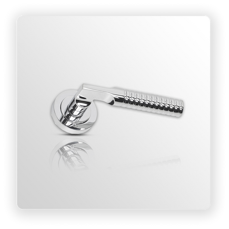 Unique Door Handles on Rose with Polished Chrome Finish