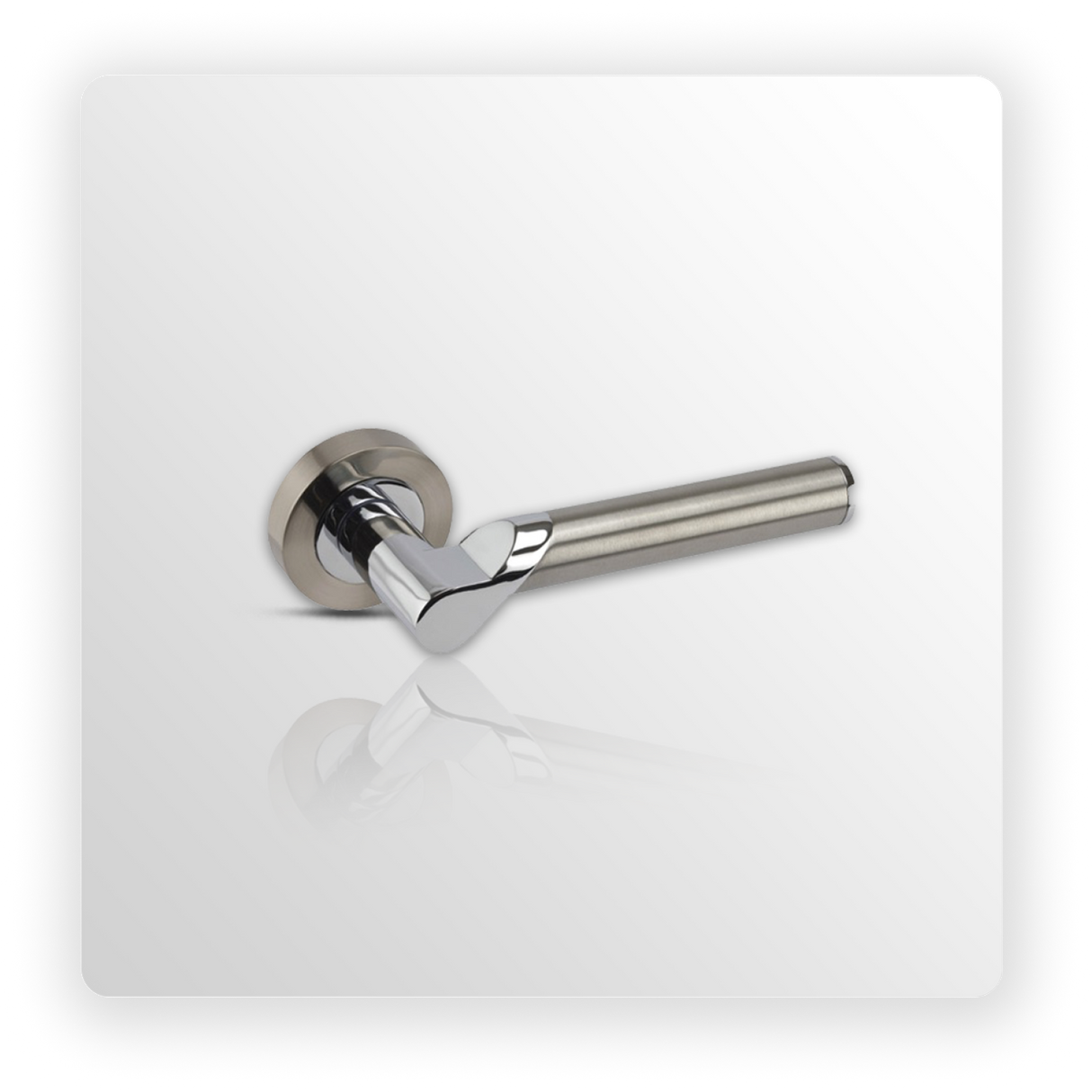 Brushed Chrome Door Handles on Rose with Duo Finish