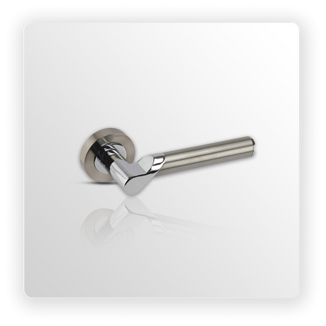Brushed Chrome Door Handles on Rose with Duo Finish