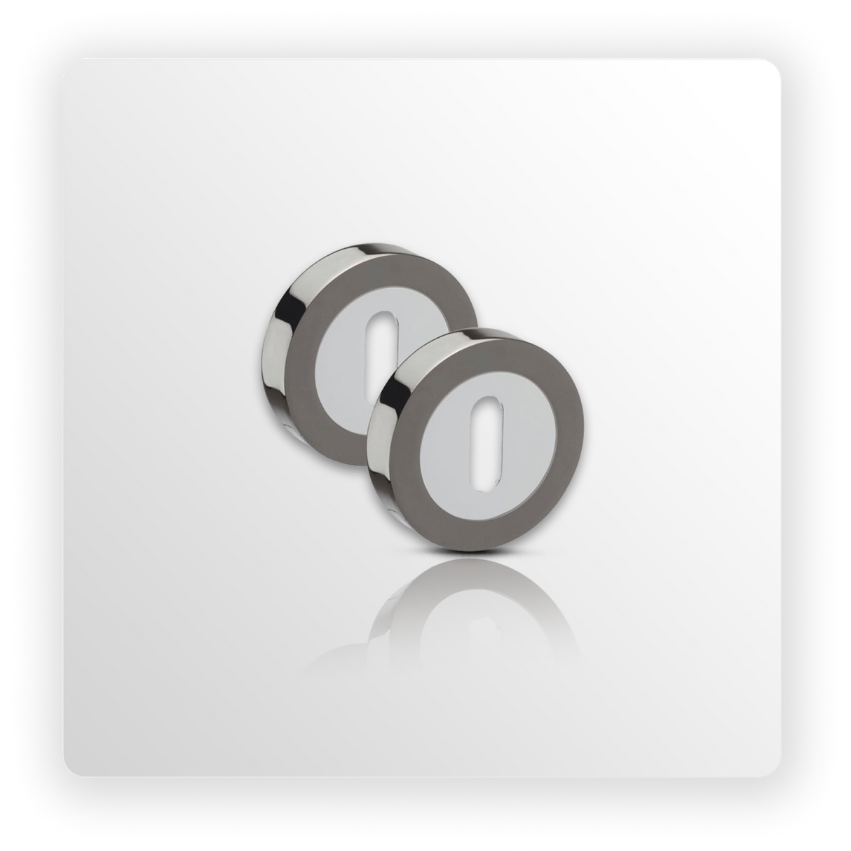 Duo Black Nickel & Polished Chrome Standard 10mm Keyhole Escutcheon Pairs
